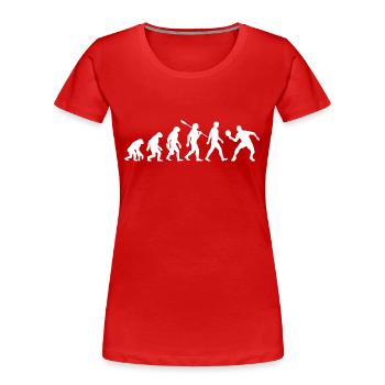 Evolution - Tischtennis - Ping Pong - Frauen Premium Bio T-Shirt - Rot - Vorne - Mia (176cm)