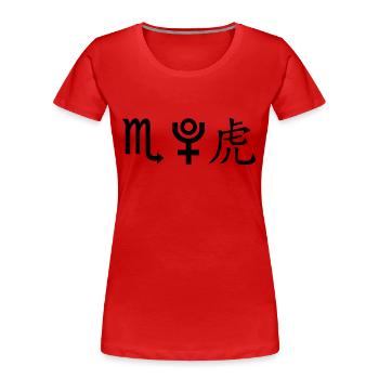 skorpion pluto tiger - Frauen Premium Bio T-Shirt - Rot - Vorne - Mia (176cm)