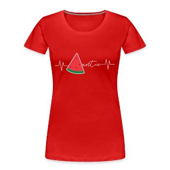 Battement de cœur pastèque - T-shirt bio Premium Femme - rouge - Devant - Mia (176cm)