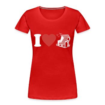 I Love Chaise de plage - Coeur - Hobby - T-shirt bio Premium Femme - rouge - Devant - Mia (176cm)