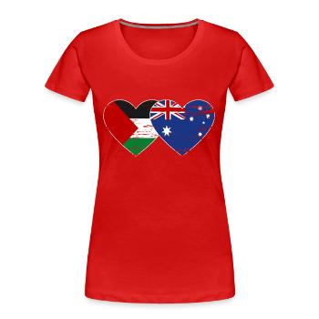 Palestine Australie Drapeau Coeur Utilisé - T-shirt bio Premium Femme - rouge - Devant - Mia (176cm)