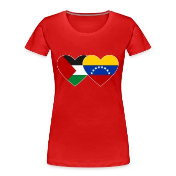 Palestine Venezuela Drapeau Coeur - T-shirt bio Premium Femme - rouge - Devant - Mia (176cm)