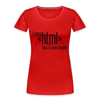 I know HTML - Frauen Premium Bio T-Shirt - Rot - Vorne - Mia (176cm)