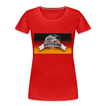 Deutschland Flagge mit Adler - Geschenk zur WM - Frauen Premium Bio T-Shirt - Rot - Vorne - Mia (176cm)