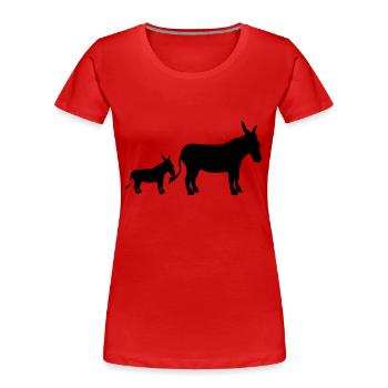 baby child small young family mom dad donkey pf - Women's Premium Organic T-Shirt - red - Front - Mia (176cm)