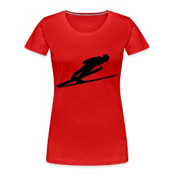 Ski long jump Skiflug Ski jumping Skiweitflug - Women's Premium Organic T-Shirt - red - Front - Mia (176cm)