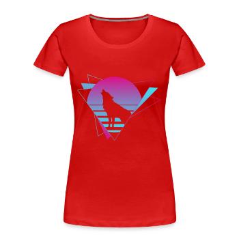 Wolf Vaporwave Wolfsrudel Wolf Wölfe - Frauen Premium Bio T-Shirt - Rot - Vorne - Mia (176cm)