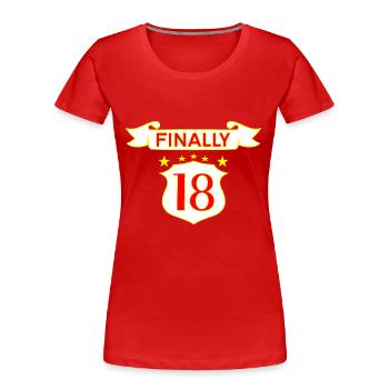 Geschenkideen 18 Geburtstag 18 Zahl Spruch - Frauen Premium Bio T-Shirt - Rot - Vorne - Mia (176cm)