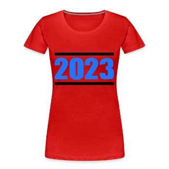 2023 - Frauen Premium Bio T-Shirt - Rot - Vorne - Mia (176cm)