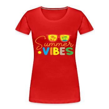 Summer Vibes - Frauen Premium Bio T-Shirt - Rot - Vorne - Mia (176cm)