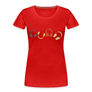 Vintage-Retro-Kopfhörer - Frauen Premium Bio T-Shirt - Rot - Vorne - Mia (176cm)