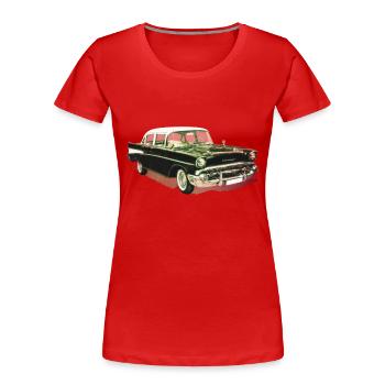 Voitures anciennes - T-shirt bio Premium Femme - rouge - Devant - Mia (176cm)