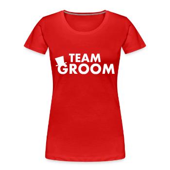 Team groom - T-shirt bio Premium Femme - rouge - Devant - Mia (176cm)