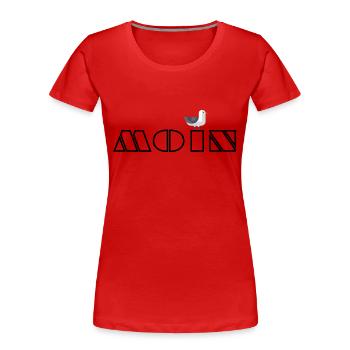 moin moewe 3a - Frauen Premium Bio T-Shirt - Rot - Vorne - Mia (176cm)