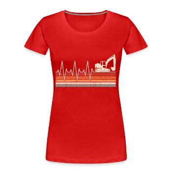 Excavator Driver Heartbeat - Women's Premium Organic T-Shirt - red - Front - Mia (176cm)