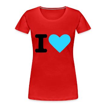 I love - Frauen Premium Bio T-Shirt - Rot - Vorne - Mia (176cm)