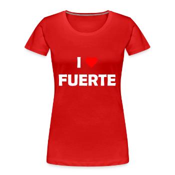 J’adore Fuerte - Fuerteventura - Espagnol - Espagne - T-shirt bio Premium Femme - rouge - Devant - Mia (176cm)
