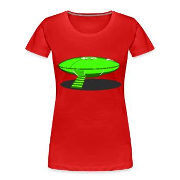 UFO Vert Sportif de Area51 Dessin Paranormal 2022 - T-shirt bio Premium Femme - rouge - Devant - Mia (176cm)