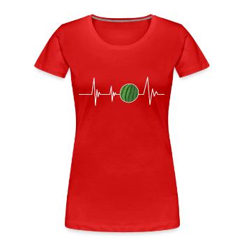 Battement de cœur pastèque - T-shirt bio Premium Femme - rouge - Devant - Mia (176cm)