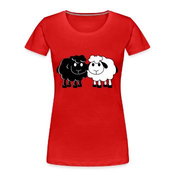 Zwei Schafe Freunde Pärchen 2 Team Crew Klein Baby - Frauen Premium Bio T-Shirt - Rot - Vorne - Mia (176cm)