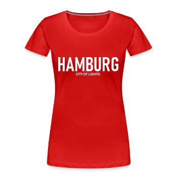 Hamburg - City of Lights - Alster - Elbe - Hafen - Frauen Premium Bio T-Shirt - Rot - Vorne - Mia (176cm)