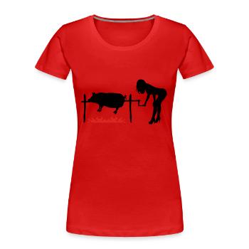 Porc BBQ - T-shirt bio Premium Femme - rouge - Devant - Mia (176cm)
