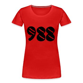 988 map tattoo Nouvelle Caledonie - T-shirt bio Premium Femme - rouge - Devant - Mia (176cm)