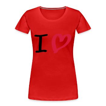 i love - T-shirt bio Premium Femme - rouge - Devant - Mia (176cm)