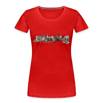 Jena Skyline - Frauen Premium Bio T-Shirt - Rot - Vorne - Mia (176cm)