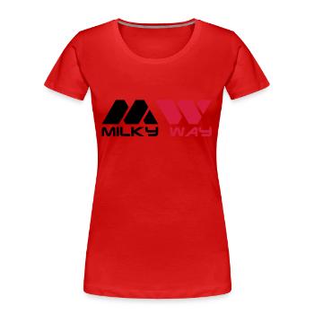 Milky Way__V001 - Women's Premium Organic T-Shirt - red - Front - Mia (176cm)