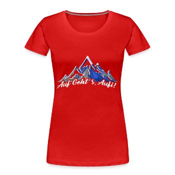Bergsport Aufi - Frauen Premium Bio T-Shirt - Rot - Vorne - Mia (176cm)