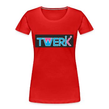 Logo TWERK avec W rempli de Rose - T-shirt bio Premium Femme - rouge - Devant - Mia (176cm)