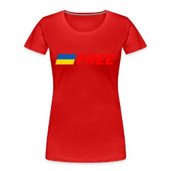 Ukraine - Frauen Premium Bio T-Shirt - Rot - Vorne - Mia (176cm)