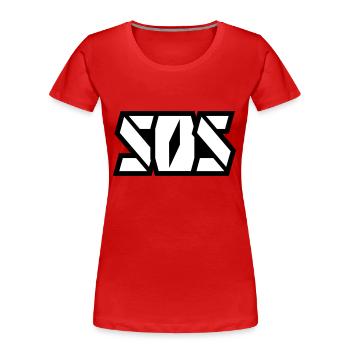 SOSonline.ch lettrage blanc - T-shirt bio Premium Femme - rouge - Devant - Mia (176cm)