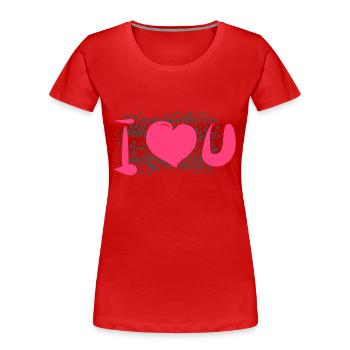 Heart Pattern Points I love you - Women's Premium Organic T-Shirt - red - Front - Mia (176cm)