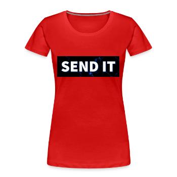 SEND IT Boxlogo - Frauen Premium Bio T-Shirt - Rot - Vorne - Mia (176cm)