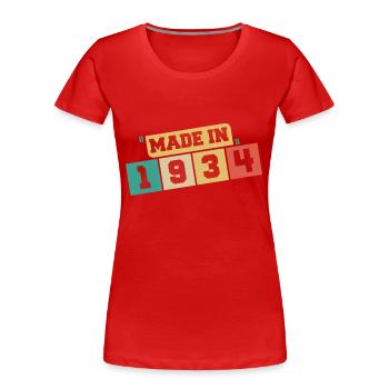 1934 anniversaire 1934 né en 1934 anniversaire - T-shirt bio Premium Femme - rouge - Devant - Mia (176cm)