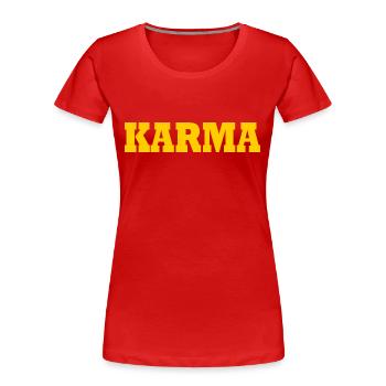 Karma - T-shirt bio Premium Femme - rouge - Devant - Mia (176cm)