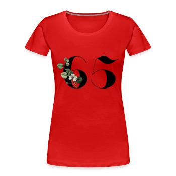 Number 65 Floral Green - 65th Floral Birthday - Women's Premium Organic T-Shirt - red - Front - Mia (176cm)