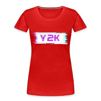 Y2K Retro Cyber Glitch - Frauen Premium Bio T-Shirt - Rot - Vorne - Mia (176cm)