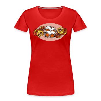 Fête de la bière Octoberfest. Tasse à bière et Brezel. - T-shirt bio Premium Femme - rouge - Devant - Mia (176cm)