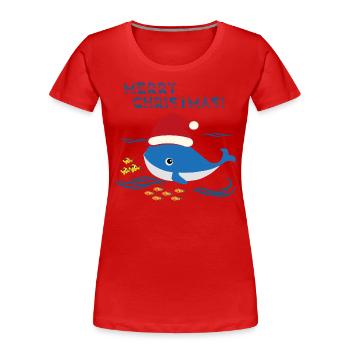 Christmas Whale Sea Ocean - Women's Premium Organic T-Shirt - red - Front - Mia (176cm)