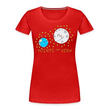 Cute Moon and Earth Positive Points of View Design - Women's Premium Organic T-Shirt - red - Front - Mia (176cm)