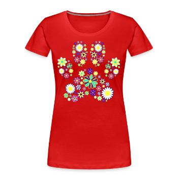Blumen Pfote Pfote Hund Frau - Frauen Premium Bio T-Shirt - Rot - Vorne - Mia (176cm)