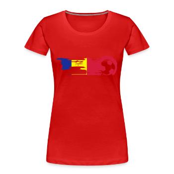 Feuerfußball Romania - Frauen Premium Bio T-Shirt - Rot - Vorne - Mia (176cm)