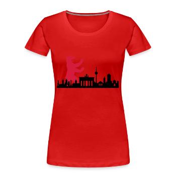 Skyline - Berlin Bär - Frauen Premium Bio T-Shirt - Rot - Vorne - Mia (176cm)