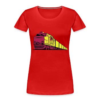 Güterzug Eisenbahn lok - Frauen Premium Bio T-Shirt - Rot - Vorne - Mia (176cm)