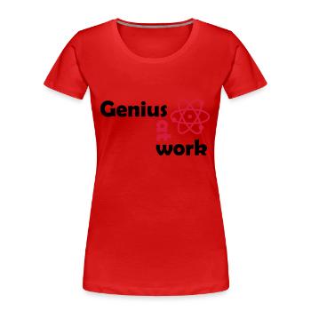 genius at work - Frauen Premium Bio T-Shirt - Rot - Vorne - Mia (176cm)