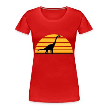 sun evening sunrise diplodocus long-neck big huge - Women's Premium Organic T-Shirt - red - Front - Mia (176cm)