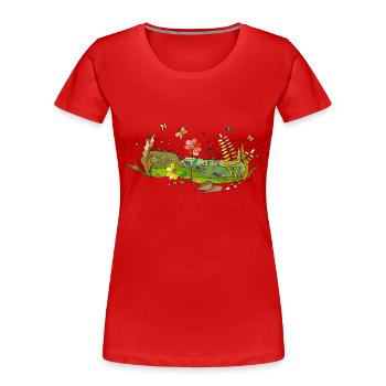 Wiese - Frauen Premium Bio T-Shirt - Rot - Vorne - Mia (176cm)